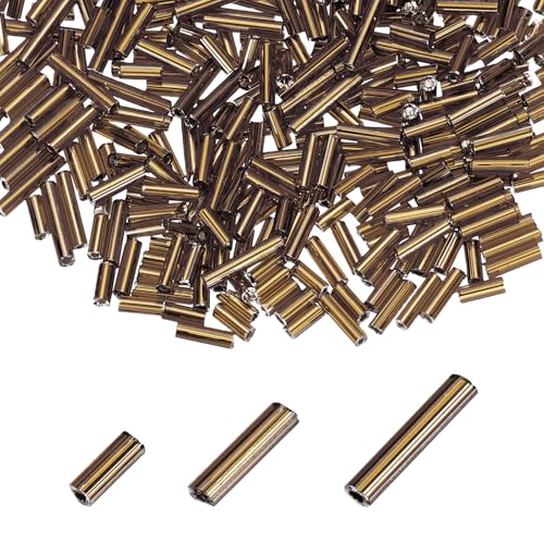MECCANIXITY 2000pcs Glass Bugle Beads 4/6/9mm Long Tube Cylinder Beads - color: Bronze