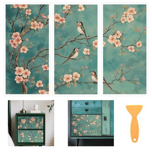 3 Sheets Vintage Trees Birds Rub on Transfers for Crafts, 12×6in - style: Trees and Birds