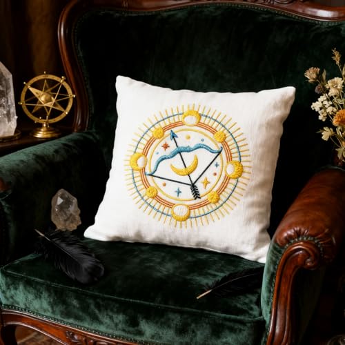 BEUNITONE 6Set Tarot Embroidery Kit for Beginners with Dreamy Pre-print Patterns, DIY Craft Kits for Adults Women with Embroidery Hoops and Full Kits, Needlepoint Kits for Home Decor and Gifts 20x20cm - style: Tarot
