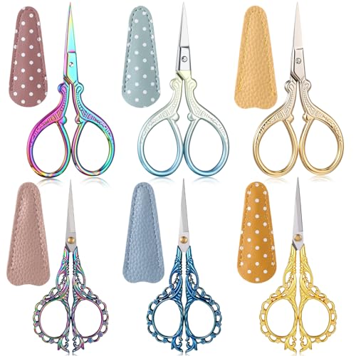 Honoson 6 Pcs Small Embroidery Scissors, 3.6", Mixed, Vibrant Colors - color: Vibrant Colors
