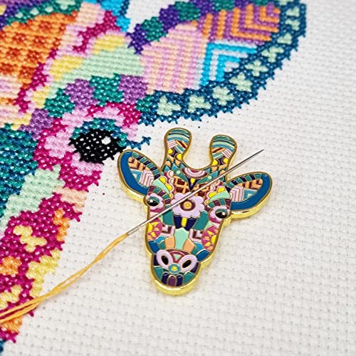 Meloca Designs Mandala Giraffe Needle Minder for Cross Stitch, Embroidery, Sewing, Quilting, Needlework and Haberdashery