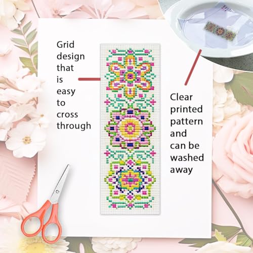 ORIGACH 6 Set Mandala Flower Cross Stitch Bookmark Kit for Beginner - style: Mandala Flower