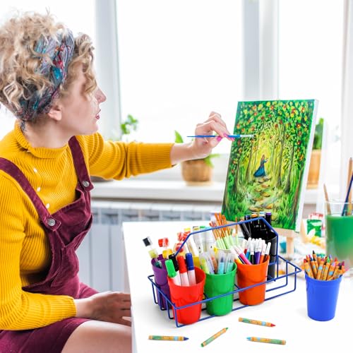 Teenyyou 1 Set Crayon Organizer for Classroom, Marker Caddy and Stand, Blue