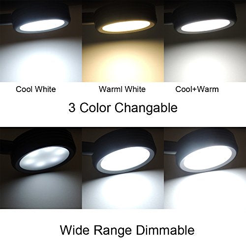 QUANS 3 Color Dimmable LED Clip On Light Black Gooseneck Desk Reading Lamp - color: Black (3 Color) Dimmable