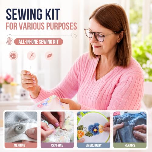 Coquimbo Sewing Kit Mini Travel, Dorm Room Essentials for Girls (Black, S) - color: Black, size: S