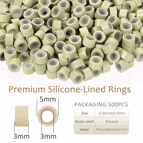 JIAMEISI Hair Extension Tool Kit, 500 Micro Rings Beige - color: Beige
