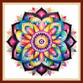 Redxing Stamped Cross Stitch Kits Full Range of Embroidery Starter Kits- Needlepoint Counted Cross Stitch Kits for Beginner Adults 11CT Printed Embroidery Kit-Colorful Mandala 18x18 inch - color: Artskits04