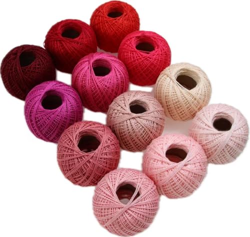 KCS Mercerized Pearl Cotton Thread Size 8 Crochet Needlework Embroidery Threads Ball (12, 12balls07) - color: 12balls07
