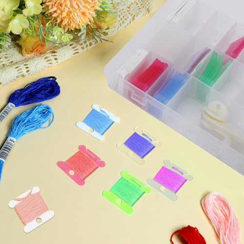 100 Pcs Embroidery Floss Bobbins, Cross Stitch Thread Storage Set, Embroidery Floss Organizer with Bobbin Winder, Thread Organizer Box for DIY Craft Sewing Needlework Storage