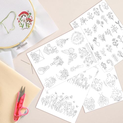 Water Soluble Embroidery Patterns, Stick and Stitch Paper for Sewing - style: mushroom 1251