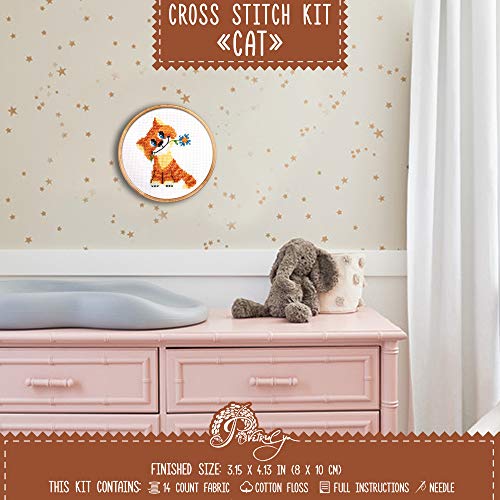 Povitrulya Cat Cross Stitch Kit for Beginners - color: Cat