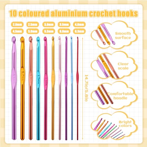 IMZAY 54 Pcs Crochet Hooks Set, 0.6mm-6.5mm Crochet Needles for Yarn - color: Orange, size: 54 Pcs