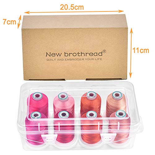 New brothread 8 Spools Embroidery Machine Thread with Box -Pink/Rose/Flesh - color: Pink/Rose/Flesh