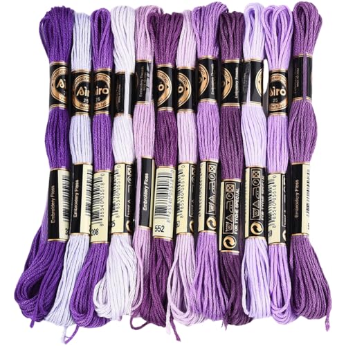 12 Skeins 6 Strands Purple Embroidery Floss String for Knitting - color: Light Purple