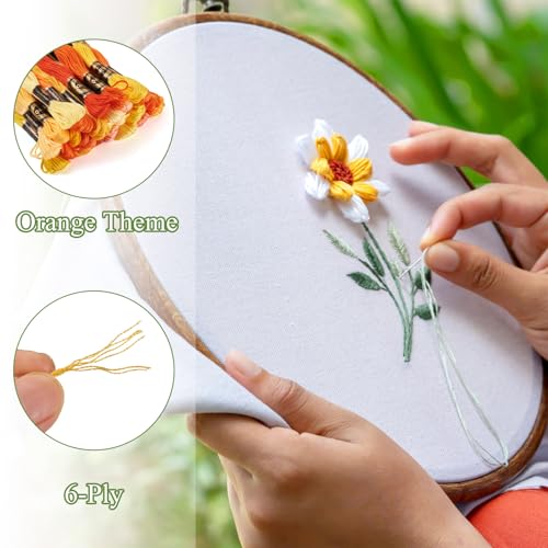 25 Bundles Polyester Embroidery Floss Orange Color Cross Stitch Embroidery Thread Stitch Threads Bulk 1mm Floss String Cord for Jewelry Making Bracelet Stitching Craft Supply - color: Orange Yellow
