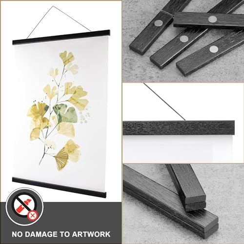 WITCOLOR 25x17 25x36 25x25 Poster Frame, Magnetic Black Wood Wooden Frame Hanger for Photo Picture Canvas Artwork Art Print Wall Hanging (1 Pack, 25", Black) - color: Teak Black, size: 25 Inch