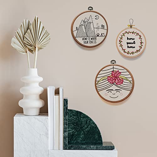 PATIKIL 5 Pieces 8 Inch Embroidery Hoops Frame Round Imitated Wood Circle Cross Stitch Hoop Ring for Embroidery Art Craft Handy Sewing Decoration - size: 8 Inch