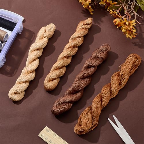 FREEBLOSS 4 Pcs Sashiko Thread Sashiko Skein 4 * 100 M Pure Cotton Embroidery Thread Japanese Sewing Threads Quilting & Embroidery Sewing Kit Supplies 4 Brown Theme Colors - color: Brown