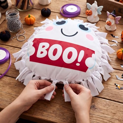 Weysat 6 Sets Boo! Halloween Ghost Tied Pillow Craft Kit No Sew DIY Craft - style: Halloween Ghost