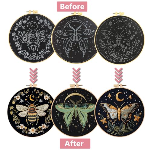 LYMIGER 3 Packs Embroidery Kit for Adults, Embroidery for Beginners (Bee-1) - color: Bee-1