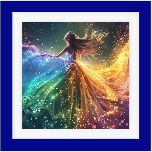 Betionol Diamond Painting Frames, Display 12x12in/30x30cm Diamond Painting Pictures or Photos, Blue Natural Solid Wood Picture Frame with Acrylic Protection Glass, Back Mat And Hanging Kit - style: Blue - Single