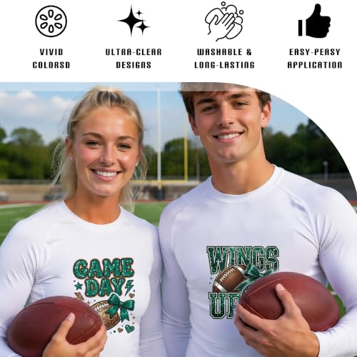 Dazoratix Green Football Iron on Transfers - 24 Sheets DTF Ready to Press - style: Green Football