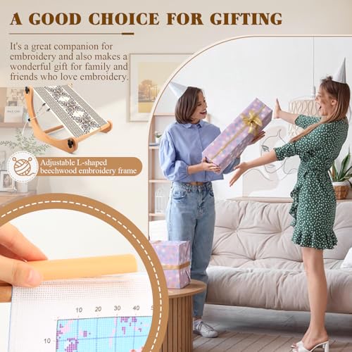 ZOCONE Multifunctional Beech Wood Embroidery Hoop Stand, Adjustable Embroidery Stand 360 Degrees Rotated Cross Stitch Stand, Embroidery Hoop Holder for Cross Stitch and Embroidery Project (C) - style: E