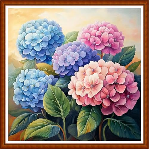 Redxing Counted Cross Stitch Kit for Beginners,Unprinted Needlepoint Kits for Beginners Cross Stitching Embroidery Kit 11CT Stitches kit-Magical Flowers 18x18 inch - color: SetColor14