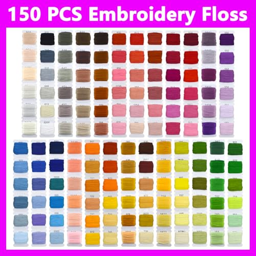 187 Pcs Embroidery Thread Floss Kit, 150 Colors Cross Stitch Threads Friendship Bracelet String and 37pcs Tools kit for Friendship Bracelets Arts DIY Crafts with 3-Tier Transparent Organizer Box
