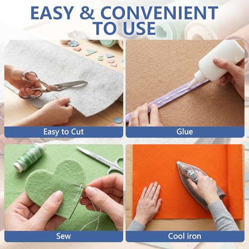 Blue Stiff Felt Sheet 36'' X 36'', 1mm Large Felt Fabric Sheet for Crafts - color: Blue