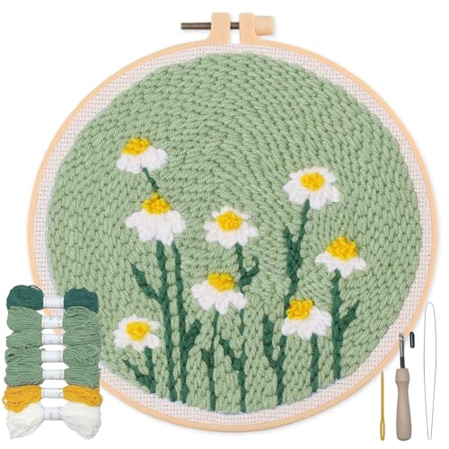 Fusionchaos Punch Needle Kits for Adults Beginners, Green Daisy - color: Daisy