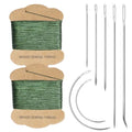 Upholstery Repair Kit: Extra Strong Waxed Sewing Thread 2 Rolls （Army Green） &Heavy Duty Household Hand Needles (7 PCS) for Leather, Canvas, Bookbinding & Quilting Thread - color: Green
