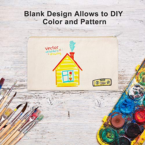 Gejoy 10 Pack Blank Canvas Cosmetic Bags Zipper Pouch DIY,S,Beige - color: Beige, size: Small