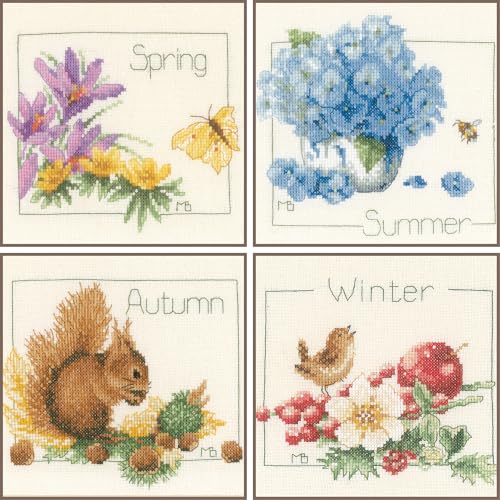 Lanarte Counted Cross Stitch Kit: 4 Seasons: Set of 4, NA, 18 x 16cm - style: Four Seasons