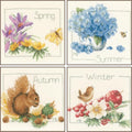 Lanarte Counted Cross Stitch Kit: 4 Seasons: Set of 4, NA, 18 x 16cm - style: Four Seasons