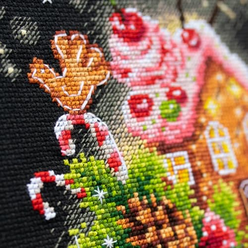Wizardi Counted Cross-Stitch Kit Christmas Sweets 540-673 Magic Needle. Beginner Cross Stitch Kits for Kids and Adults - color: Christmas Sweets
