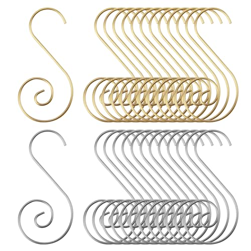 80 Pcs Christmas Ornament Hooks, Stainless Steel S Hooks for Holding Christmas Balls - Gold and Silver - color: Gold Sliver