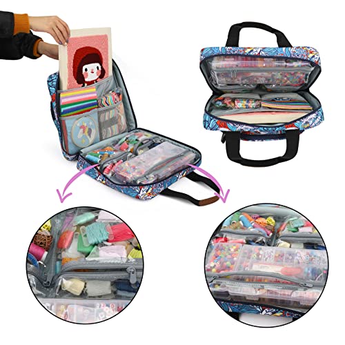 Multifunctional Embroidery Supplies Storage Tote Bag, Large-Capacity Embroidery Project Storage Bag - color: Vector Flower Square