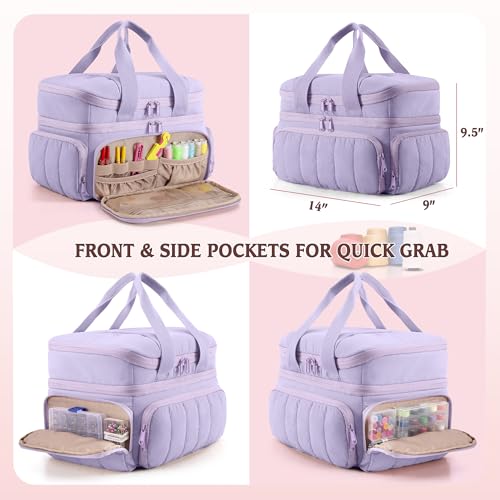 Marscamd Sewing Organizer Bag with Detachable Dividers, Purple (Bag Only) - color: Purple