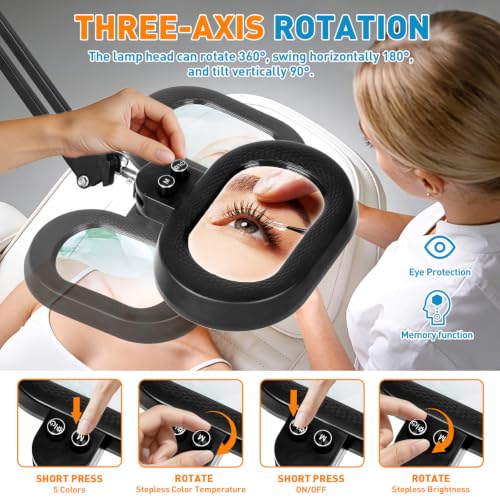 Magnifying Glass with Light and Clamp, 5in 12X Extended Arm - size: 5IN
