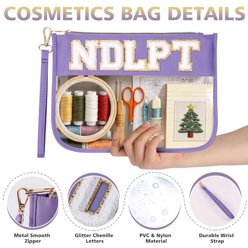 Needlepoint Project Bag Sewing Gifts Embroidery Sewing Bag Craft Storage Organizer NDLPT Clear Zip Pouch Bag - color: Purple, size: Flat-M