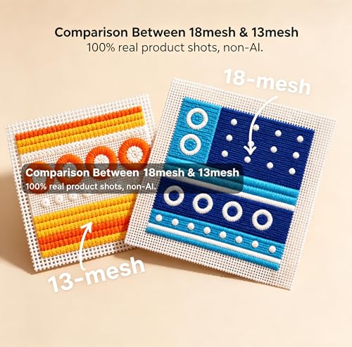 13 Mesh Blank Needlepoint Canvas 26x20 in, White Cotton for Embroidery - color: 13 Mesh, size: 26X20 IN