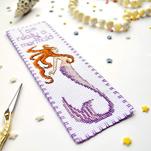 Povitrulya Counted Cross Stitch Bookmark Kit 'I Am Really a Mermaid' for Hand Embroidery - color: I am Really a Mermaid