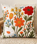 Embroidered Throw Pillow Cover 18x18 Inch, Flower Cluster - color: Flower Cluster, size: 18" x 18" (Pack of 1)