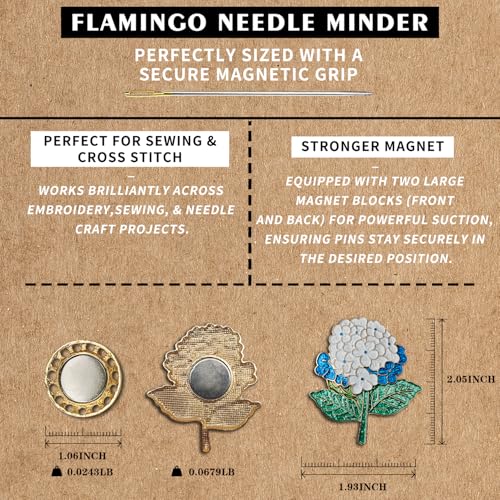 Needle Minder Magnet, Magnetic Needle Minder, Needle Minders Magnetic Cross Stitch Accessories, Magnetic Needle Holder, Life Tree, Butterfly, Cats, Owl, Heart (White Hydrangea) - size: White Hydrangea