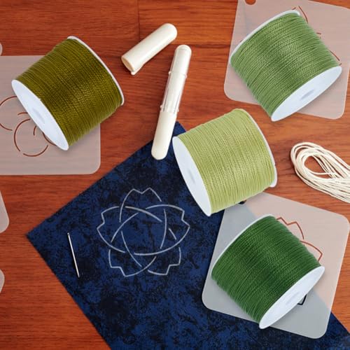 FREEBLOSS 4Pcs Sashiko Thread Sashiko Skein 110 Yards*4 Colors Green Cotton Embroidery Sewing Thread Japanese Quilting & Embroidery Sashiko Kit Supplies - color: Green