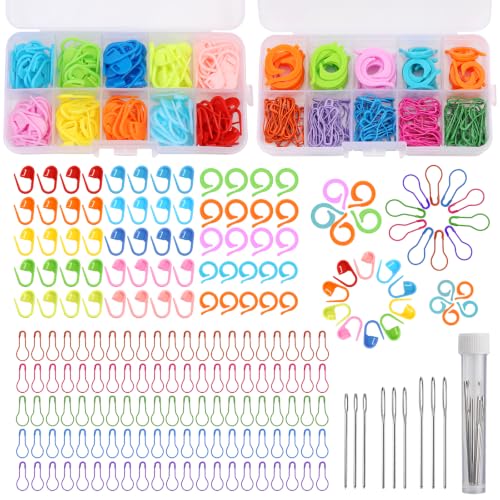Hssugi 326PCS Stitch Marker, Crochet Knitting Markers with Sewing Needles