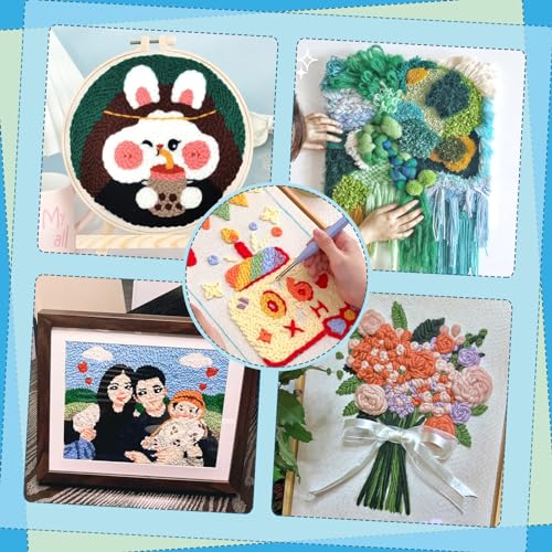JUPEAN 156 PCS Punch Needle Kit Punch Needle Embroidery Kit Needle Punch