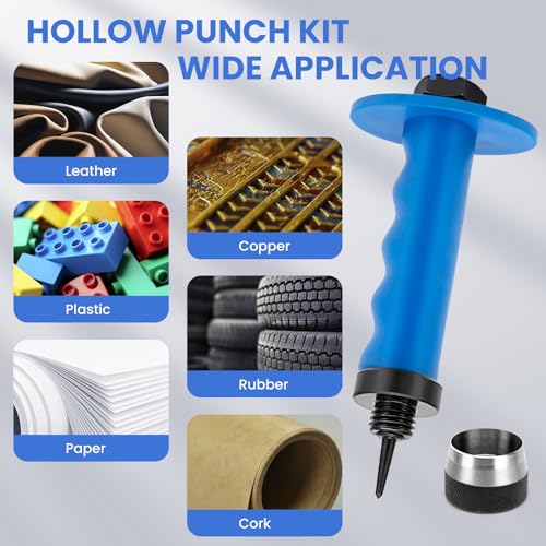 Hollow Punch Set with Pin Point Punch Shaft, 3/16 to 1-3/8in