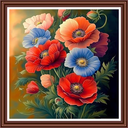 Dimensean Counted Cross Stitch Kit for Beginners, 11CT Unprinted Cross-Stitch Kit Easy Patterns Needlepoint Kit Cross Stitching Embroidery Kit Supplies-Colorful Flowers 18x18 inch - color: ColornNEW13